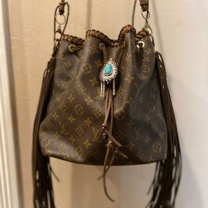 Vintage Louis Vuitton pet noe diy fringe bag